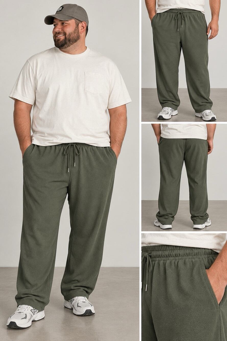 COOFANDY Men's Green Solid Sweatpants Drawstring Elastic Waist Slash Pockets 3XL